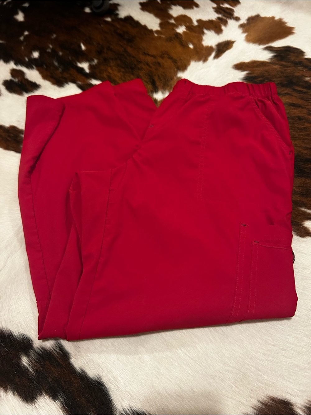 koi Women's Straight Leg Scrub Pants in Red